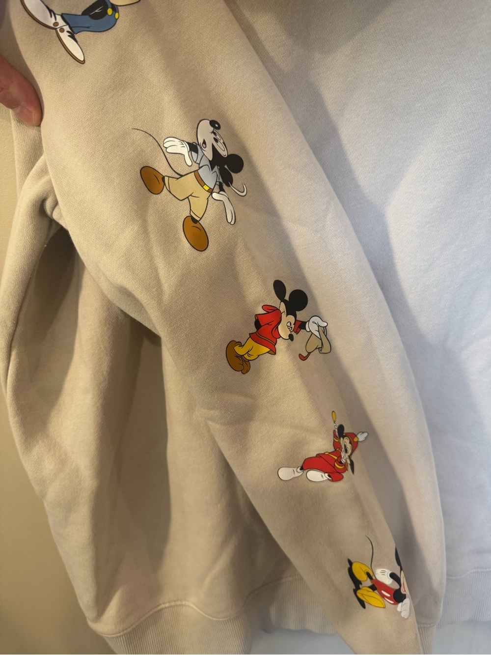 Disney Cream Mickey Mouse Graphic Hoodie for Men - Picture 5 of 7